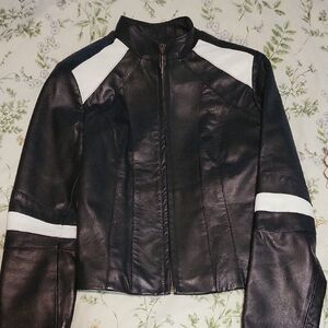 Vintage Black and White Leather Jacket